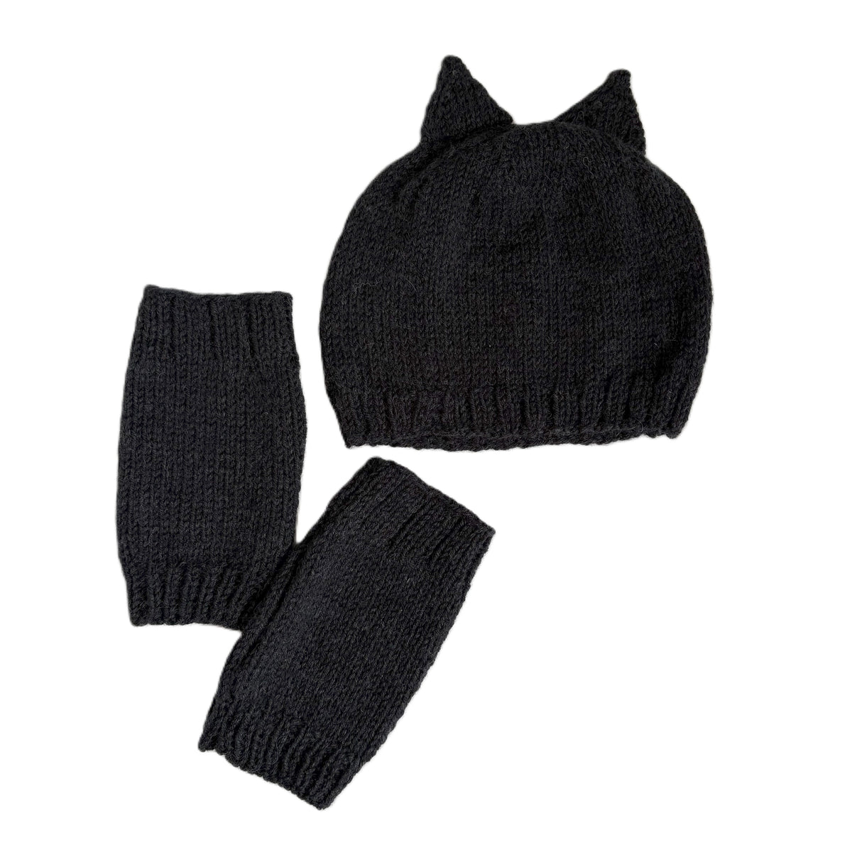 Animal Ears Hat & Mitts Knitting Kit: Bear, Bunny, Witchy Cat, Foxy - thespinninghand