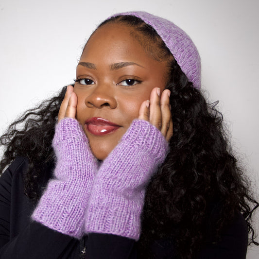 Fuzzy Halo Hat & Mitts Knitting Kit: Advanced Beginner Level - thespinninghand