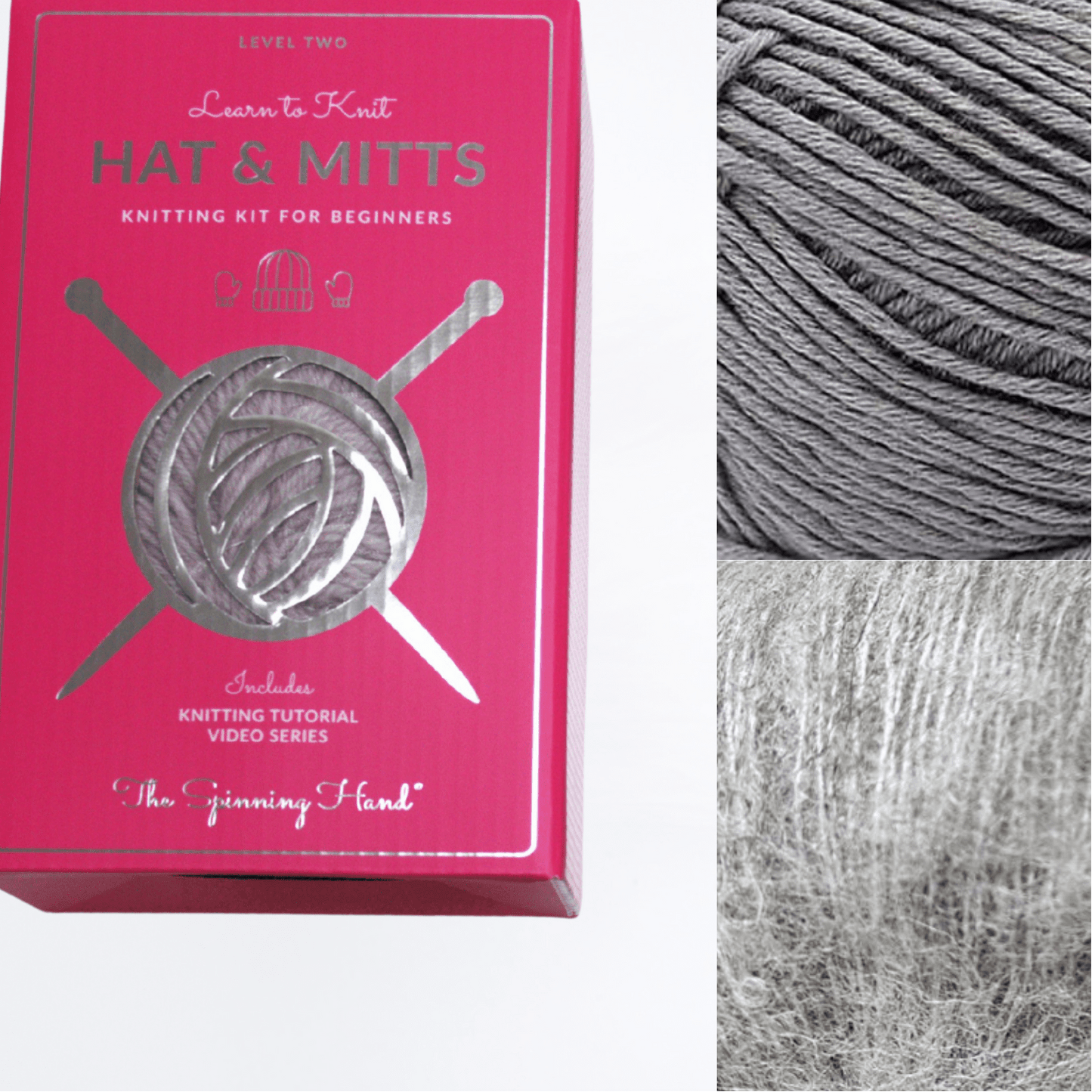 Fuzzy Halo Hat & Mitts Knitting Kit: Advanced Beginner Level - thespinninghand