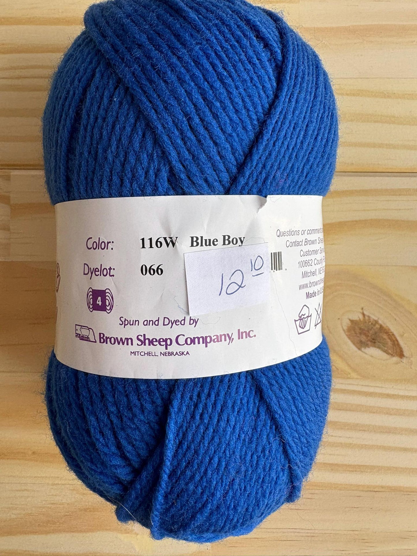 Bright blue pure wool - Brown Sheep Nature Spun - color 116 Blue Boy