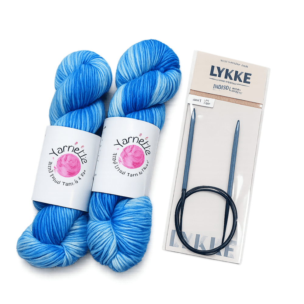 Indigo Waves Hand Dyed Yarn Knitting Kit - knit your own indigo shawl - thespinninghand