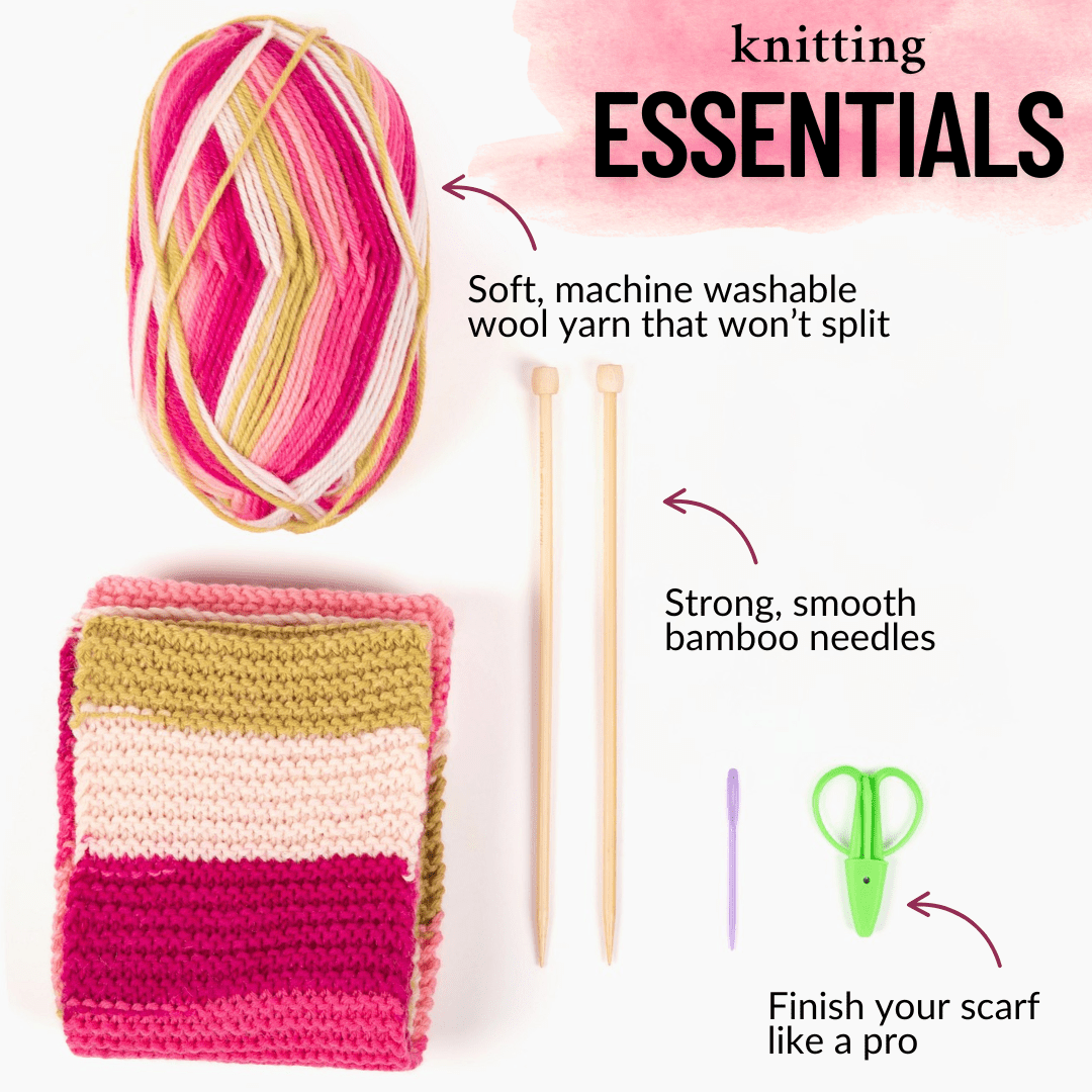 Learn to Knit Scarf Kit for Beginners | Dragonfruit - thespinninghand