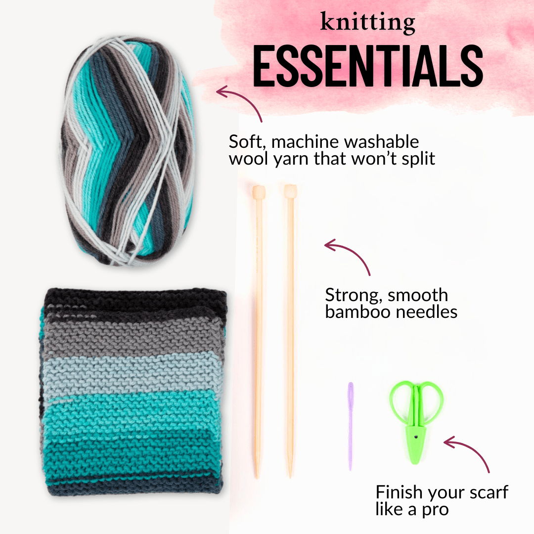 Learn to Knit Scarf Kit for Beginners | Nebula - thespinninghand