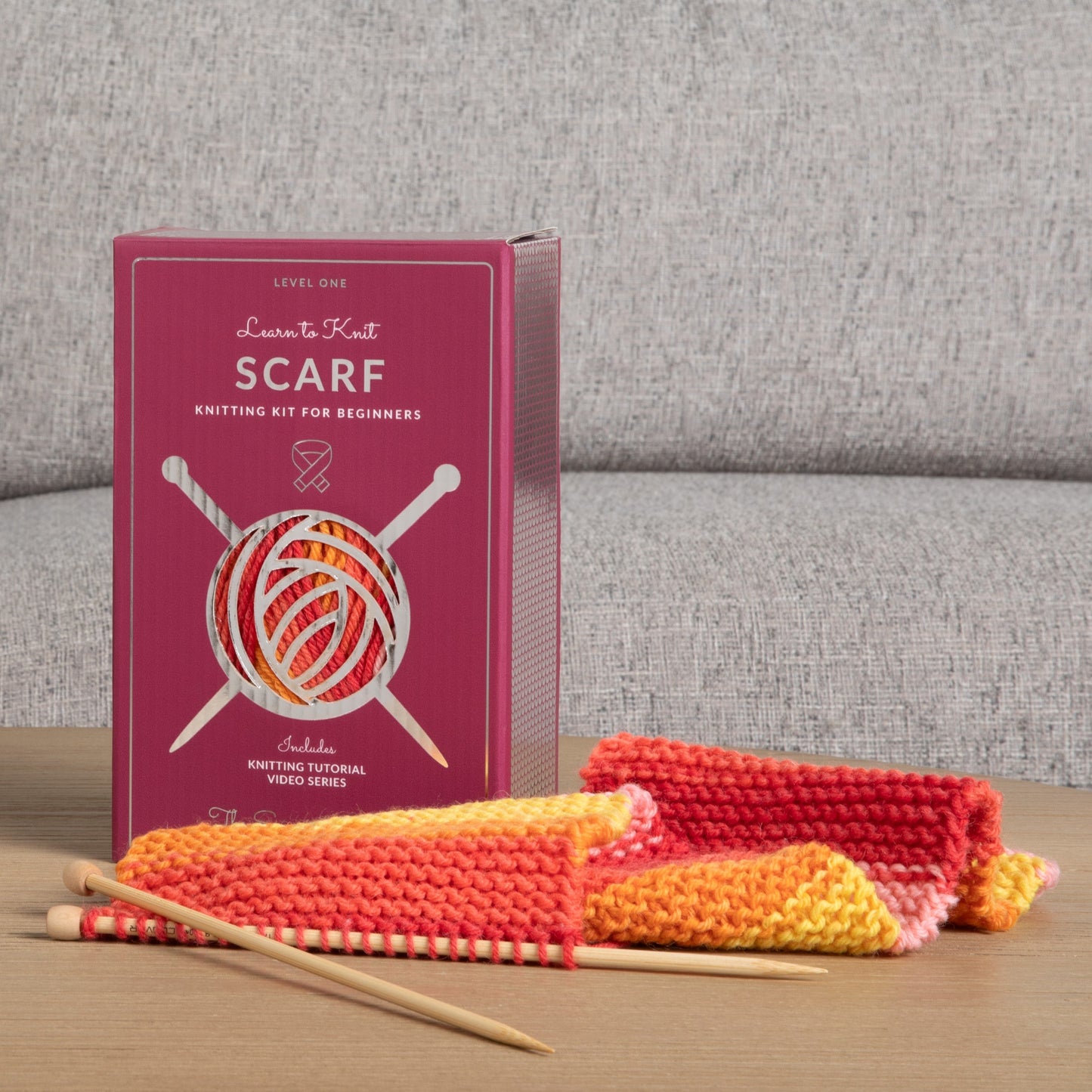 Learn to Knit Scarf Kit for Beginners | Sunset - thespinninghand