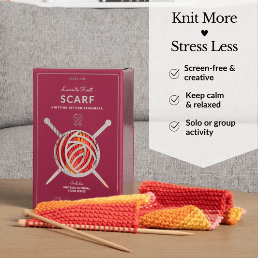 Learn to Knit Scarf Kit for Beginners | Sunset - thespinninghand
