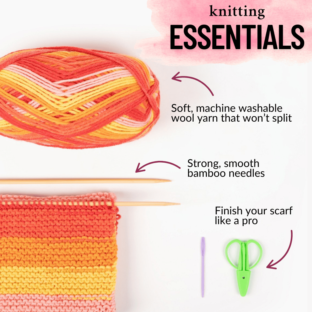 Learn to Knit Scarf Kit for Beginners | Sunset - thespinninghand