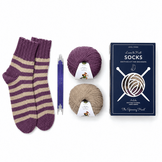 Learn to Knit Slipper Socks - The Joy of Socks Knitting Kit - Pure Alpaca Yarn - thespinninghand