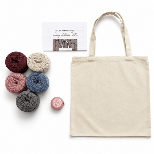 Log Cabin Tote Knitting Kit for Beginners - thespinninghand