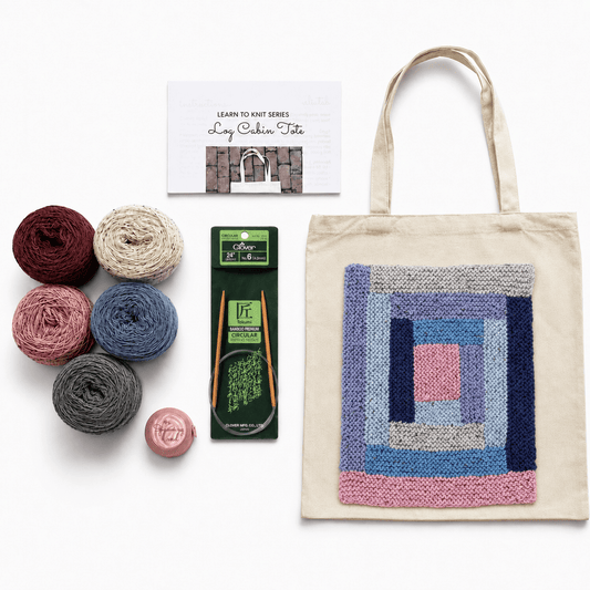 Log Cabin Tote Knitting Kit for Beginners - thespinninghand
