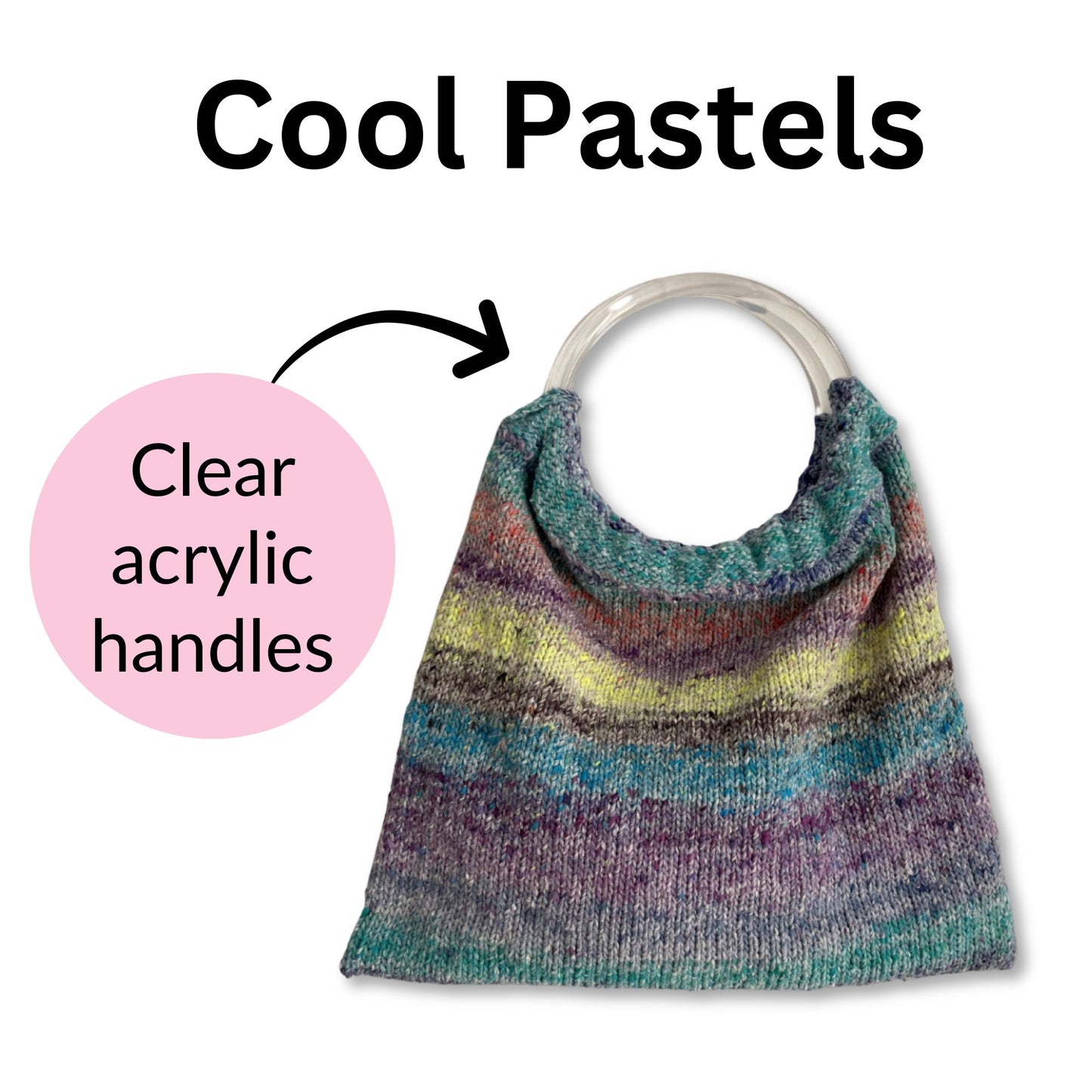 Rainbow Knit Bag Kit - Cool Pastels or Faux Tortoiseshell - thespinninghand