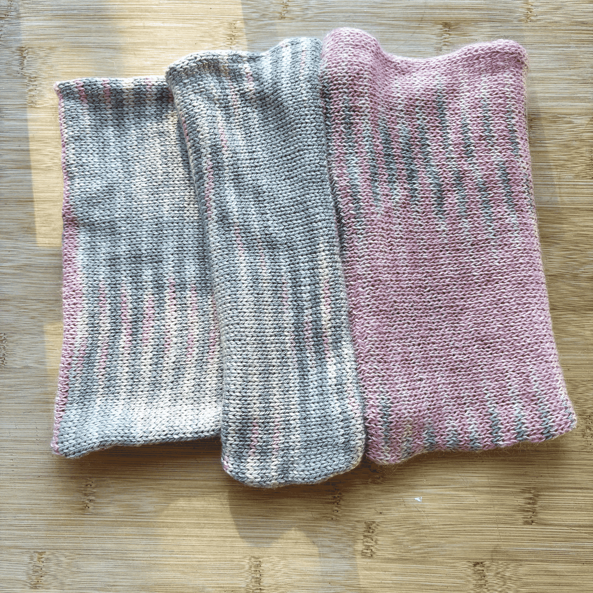 Silk cowl - gray and pink - adult size - thespinninghand