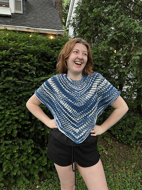 Indigo Waves Shawl Knitting Pattern - Beginner Lace