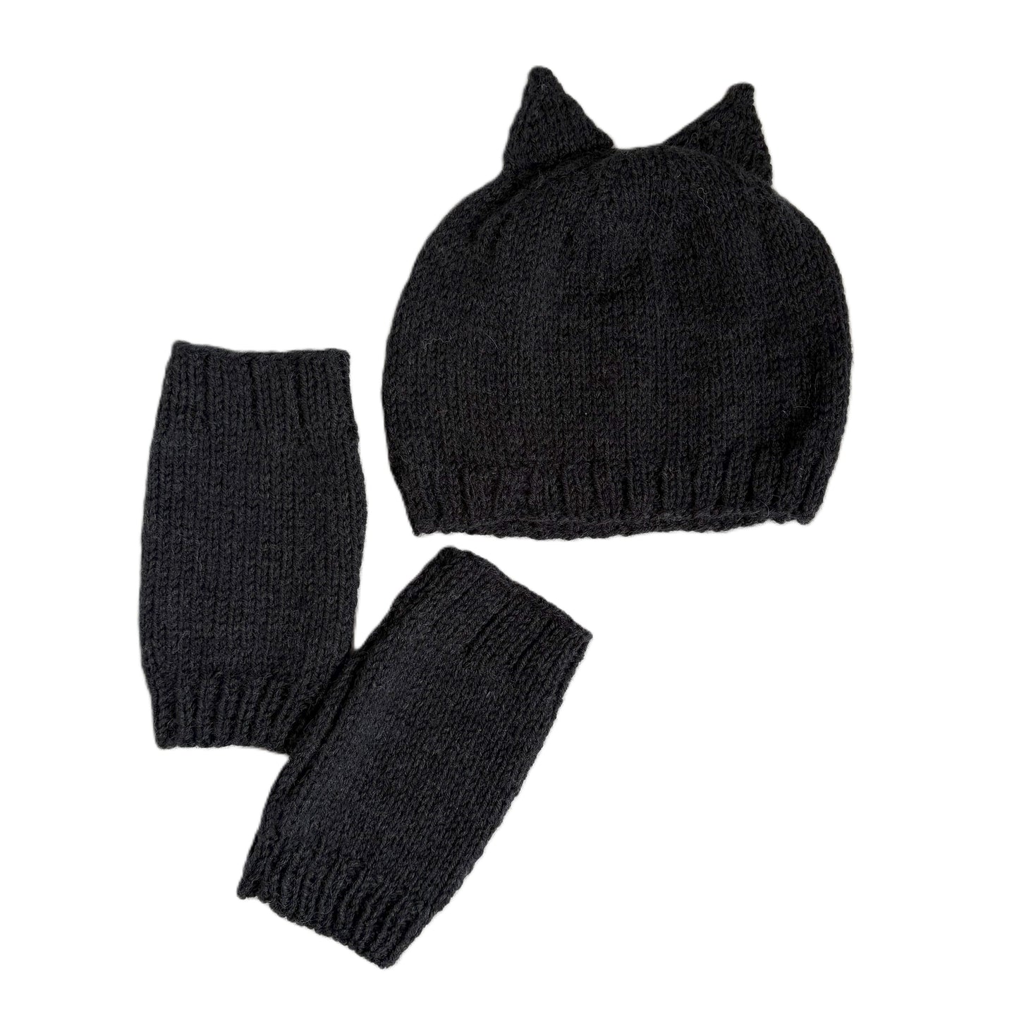 Animal Ears Hat & Mitts Knitting Kit: Bear, Bunny, Witchy Cat, Foxy - thespinninghand