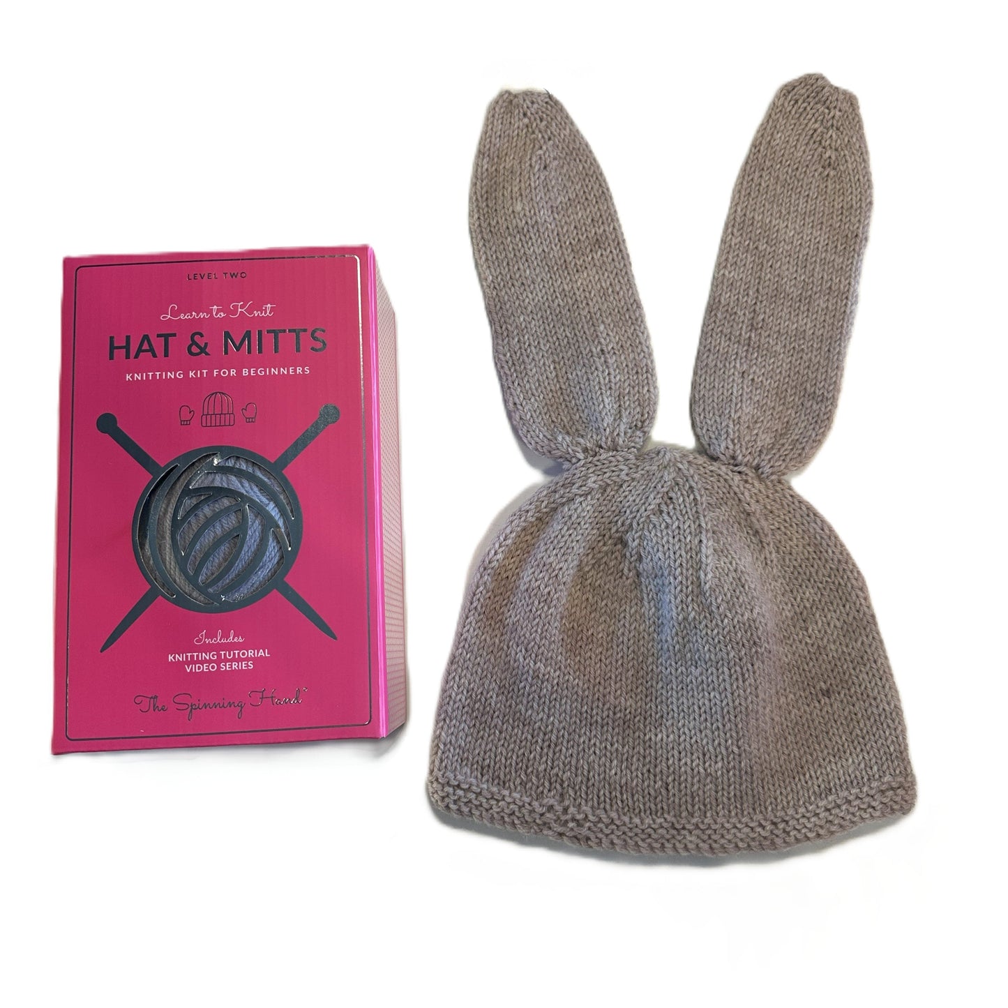 Animal Ears Hat & Mitts Knitting Kit: Bear, Bunny, Witchy Cat, Foxy - thespinninghand