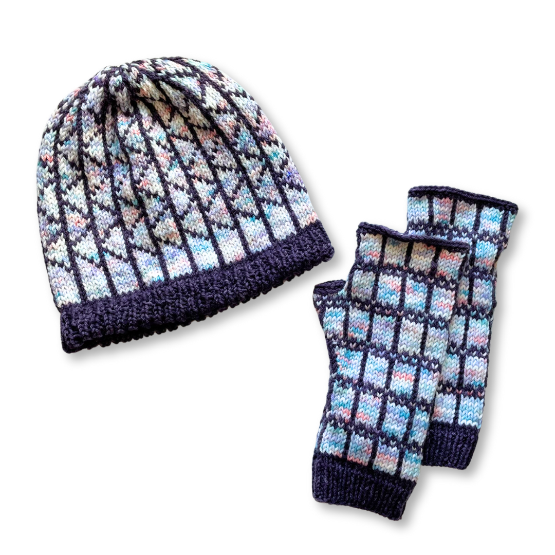 Aquarelle Hat and Mitts Knitting Kit - The Spinning Hand