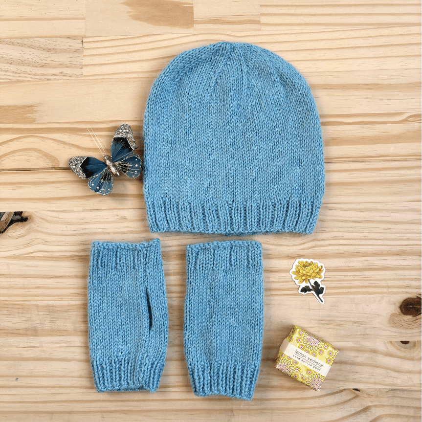 Fuzzy Halo Hat & Mitts Knitting Kit: Advanced Beginner Level - thespinninghand