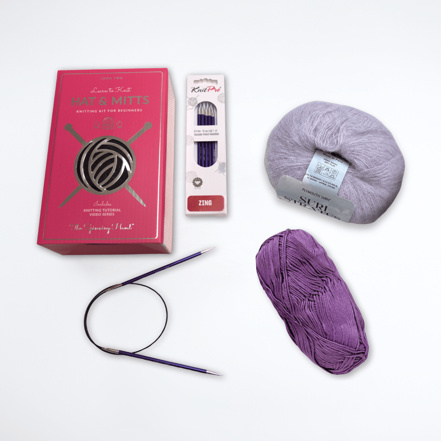 Fuzzy Halo Hat & Mitts Knitting Kit: Advanced Beginner Level - thespinninghand