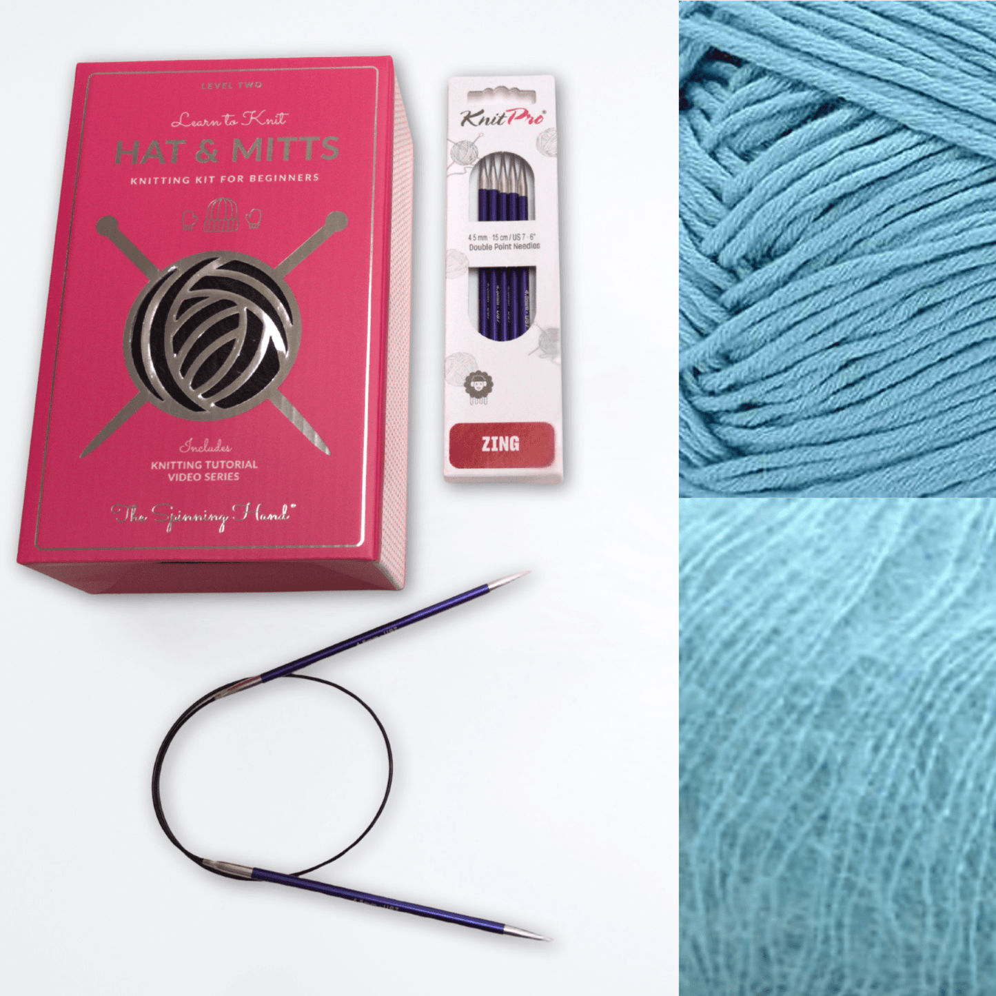 Fuzzy Halo Hat & Mitts Knitting Kit: Advanced Beginner Level - thespinninghand