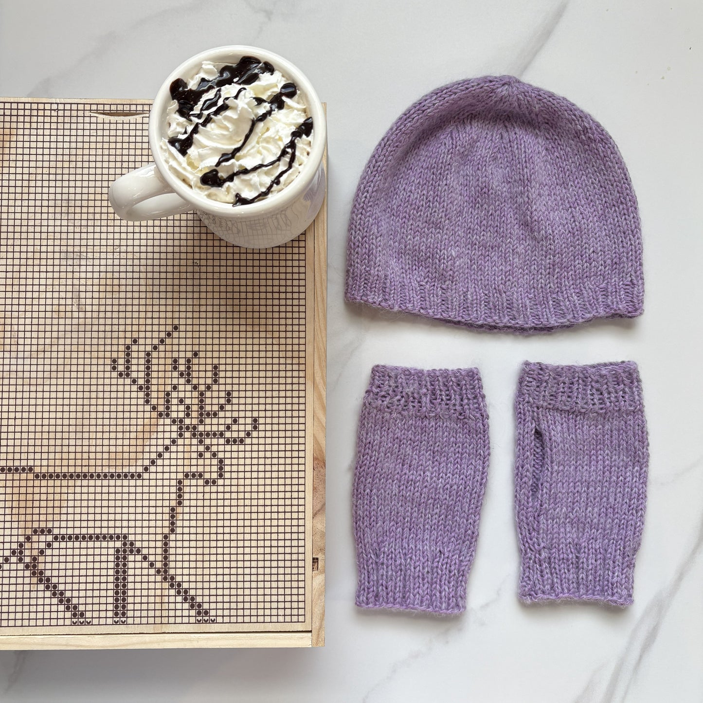 Fuzzy Halo Hat & Mitts Knitting Kit: Advanced Beginner Level - thespinninghand
