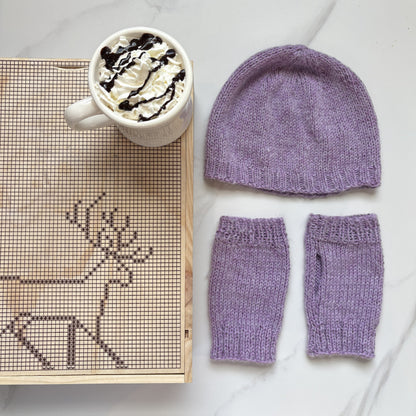 Fuzzy Halo Hat & Mitts Knitting Kit: Advanced Beginner Level - thespinninghand