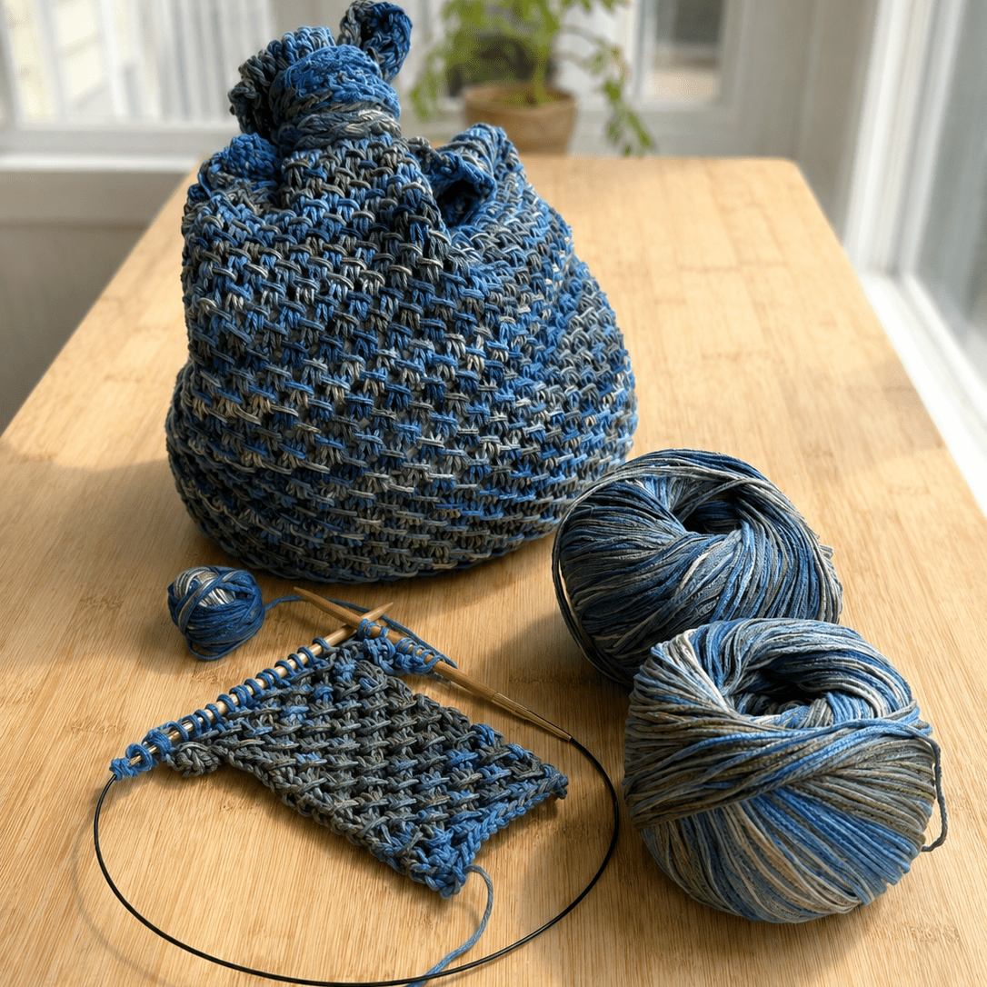 Garden Tote knitting kit - advanced beginner level knitting pattern - thespinninghand