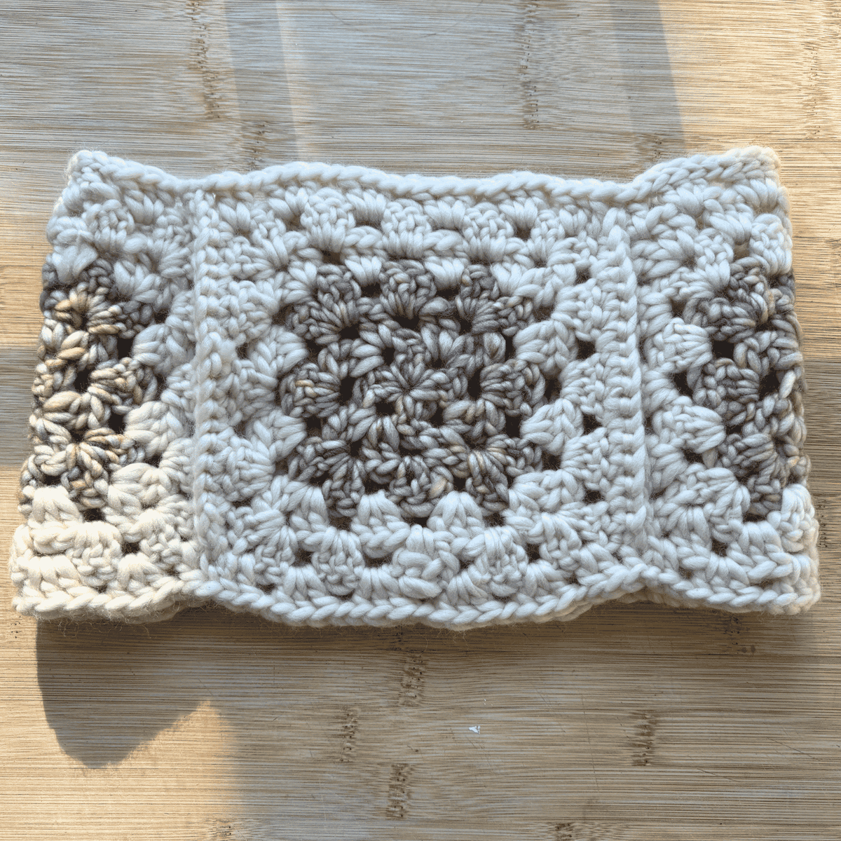 Granny square cowl - cream and multi wool - hand crocheted in NJ - thespinninghand