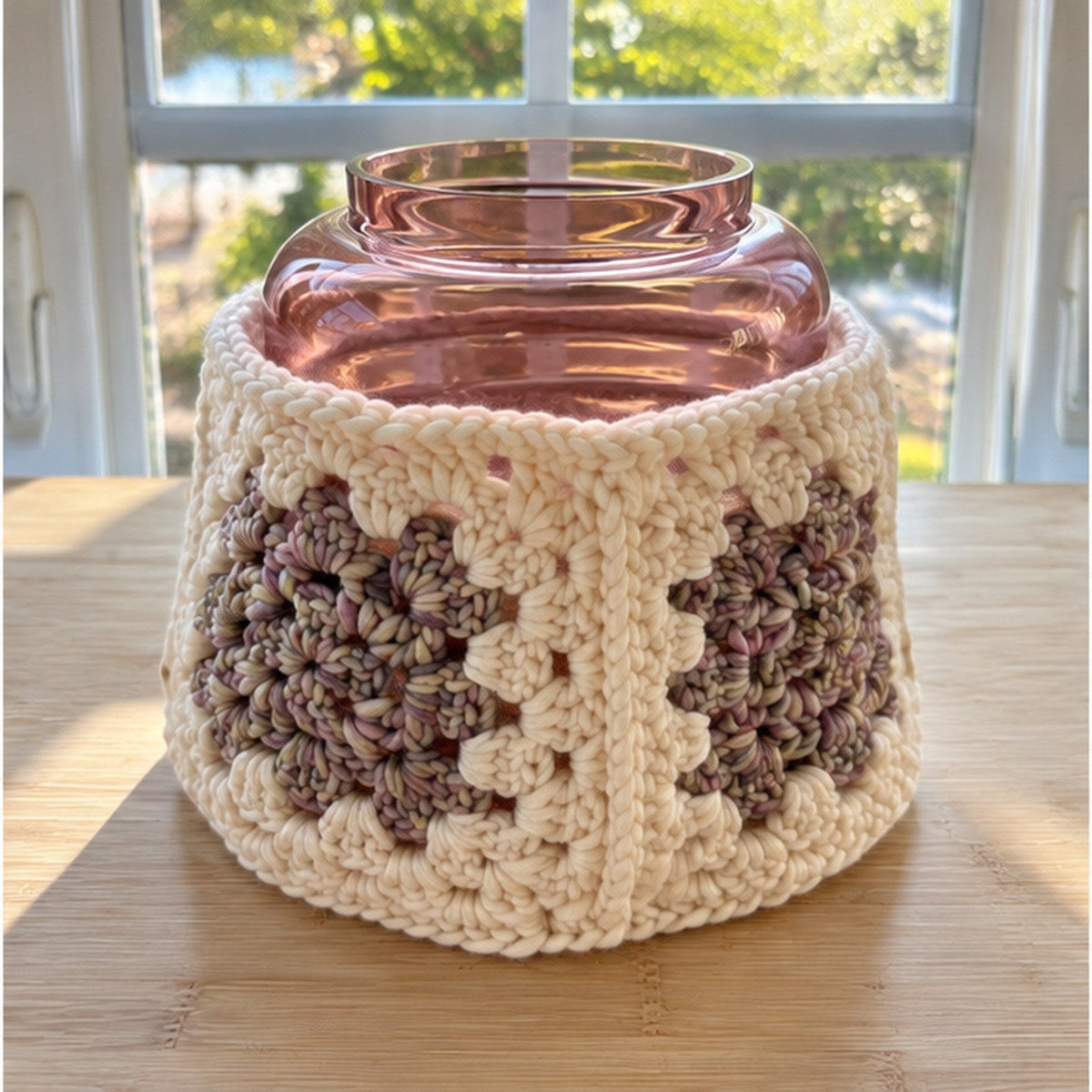 Granny square cowl - cream and multi wool - hand crocheted in NJ - thespinninghand