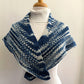 Indigo Blue & White Hand-Dyed Wool Triangle Shawl – Handknit - thespinninghand
