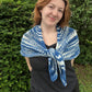 Indigo Blue & White Hand-Dyed Wool Triangle Shawl – Handknit - thespinninghand