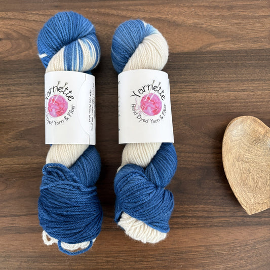 Indigo Waves Hand Dyed Yarn Knitting Kit - knit your own indigo shawl - thespinninghand