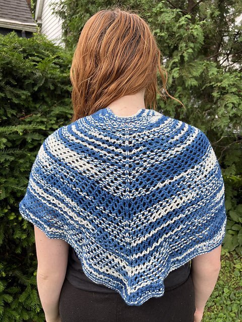 Indigo Waves Shawl Knitting Pattern - Beginner Lace - thespinninghand