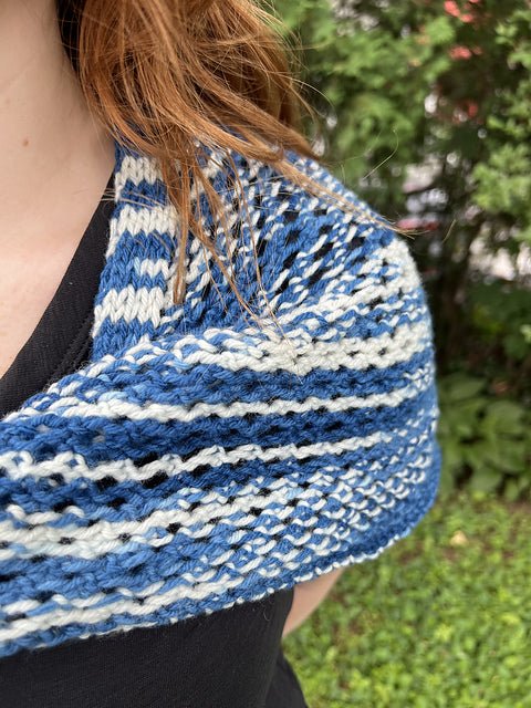 Indigo Waves Shawl Knitting Pattern - Beginner Lace - thespinninghand