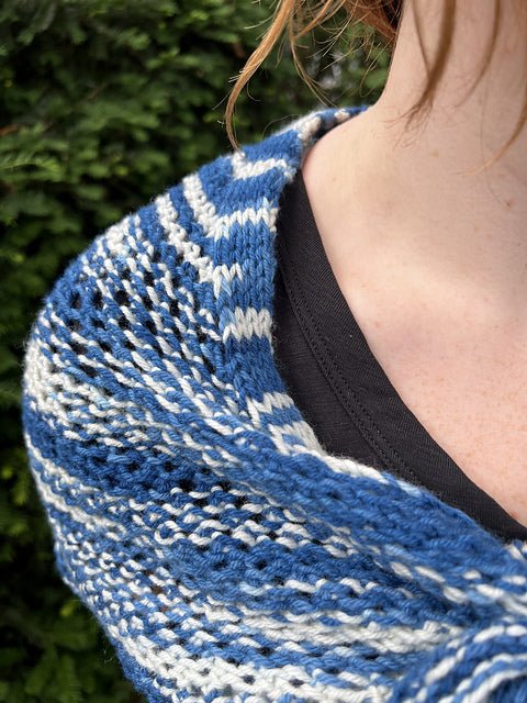 Indigo Waves Shawl Knitting Pattern - Beginner Lace - thespinninghand