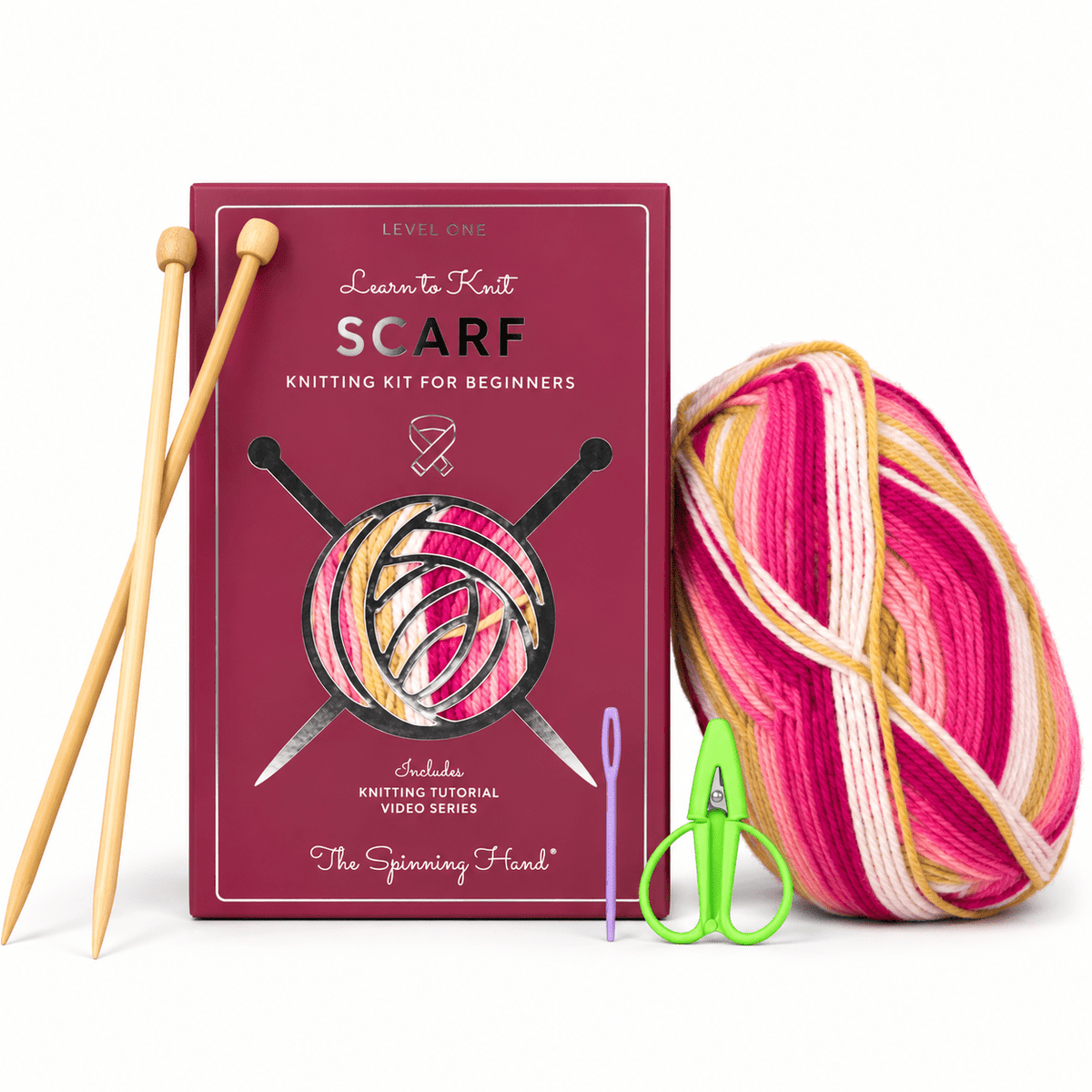 Learn to Knit Scarf Kit for Beginners | 6 color choices - thespinninghand