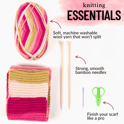 Learn to Knit Scarf Kit for Beginners | Dragonfruit - thespinninghand