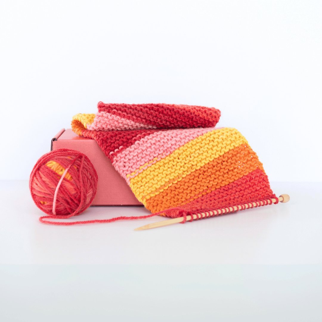 Learn to Knit Scarf Kit for Beginners | Sunset - thespinninghand