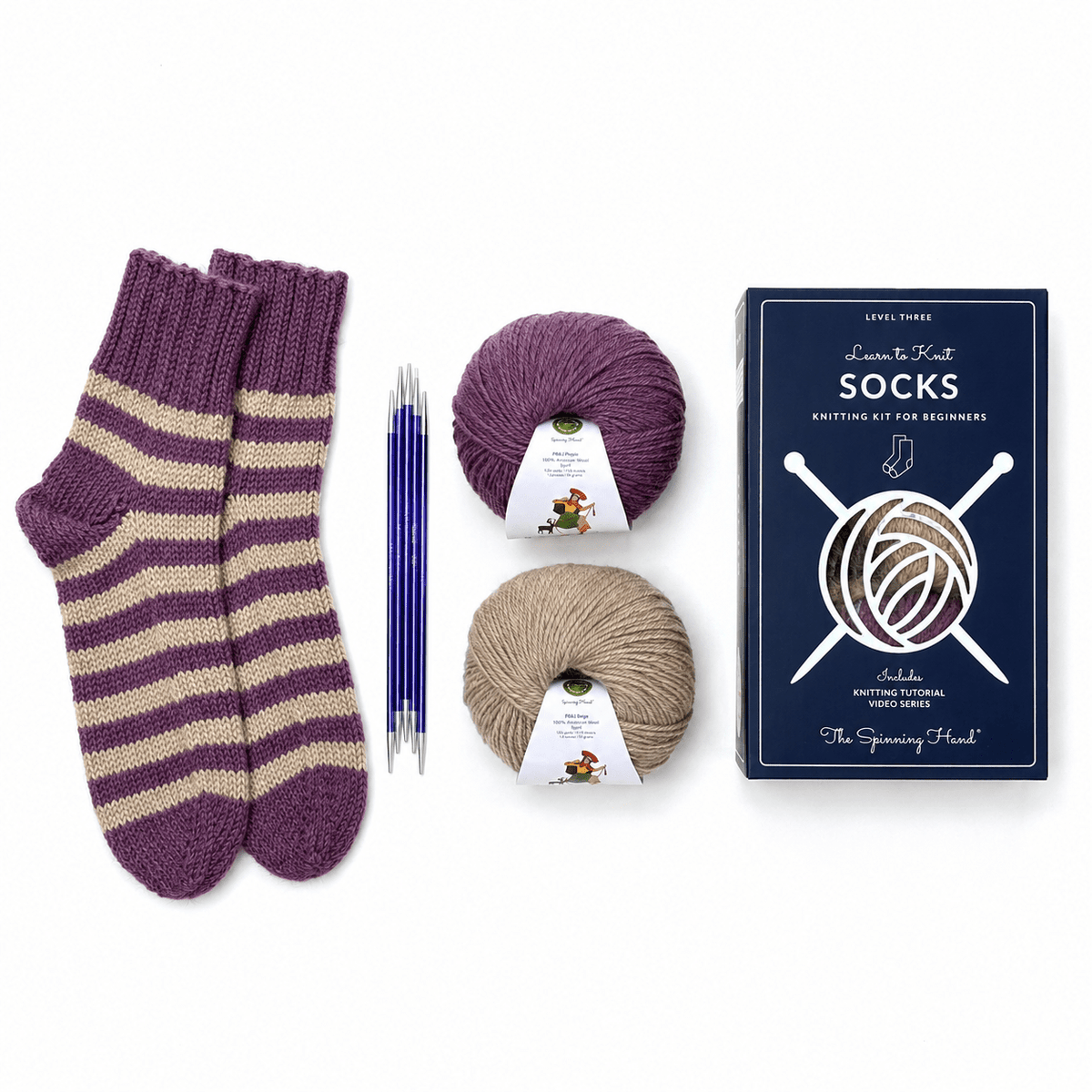 Learn to Knit Slipper Socks - The Joy of Socks Knitting Kit - Pure Alpaca Yarn - thespinninghand