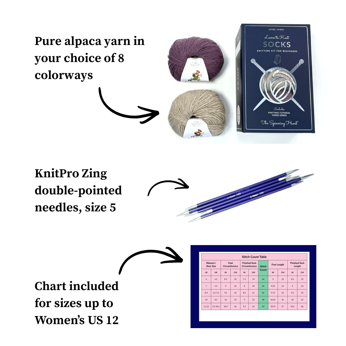 Learn to Knit Slipper Socks - The Joy of Socks Knitting Kit - Pure Alpaca Yarn - thespinninghand