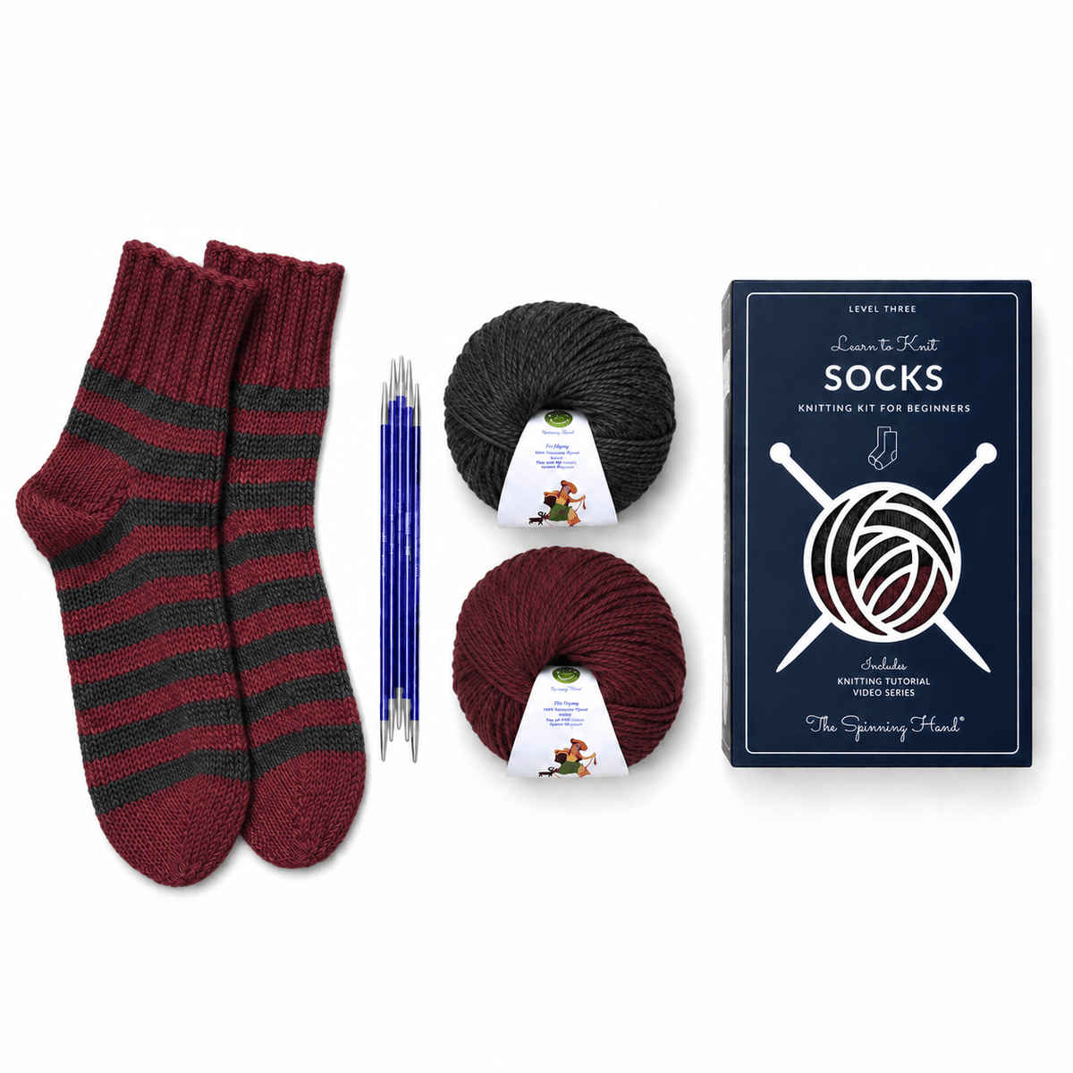 Learn to Knit Slipper Socks - The Joy of Socks Knitting Kit - Pure Alpaca Yarn - thespinninghand