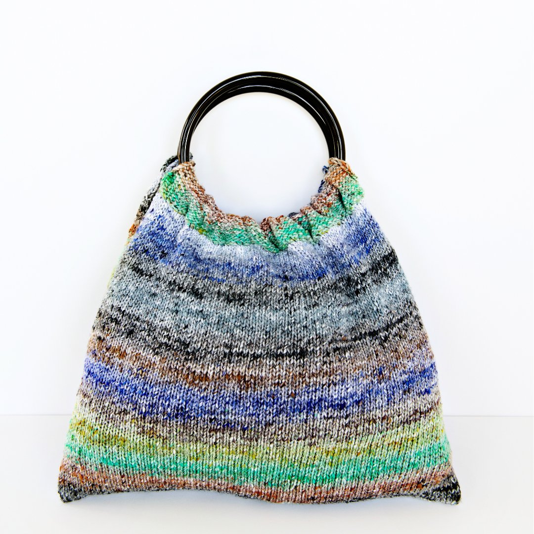 Market Bag Knitting Kit - Includes Noro Yarn, purse handles, needles - thespinninghand