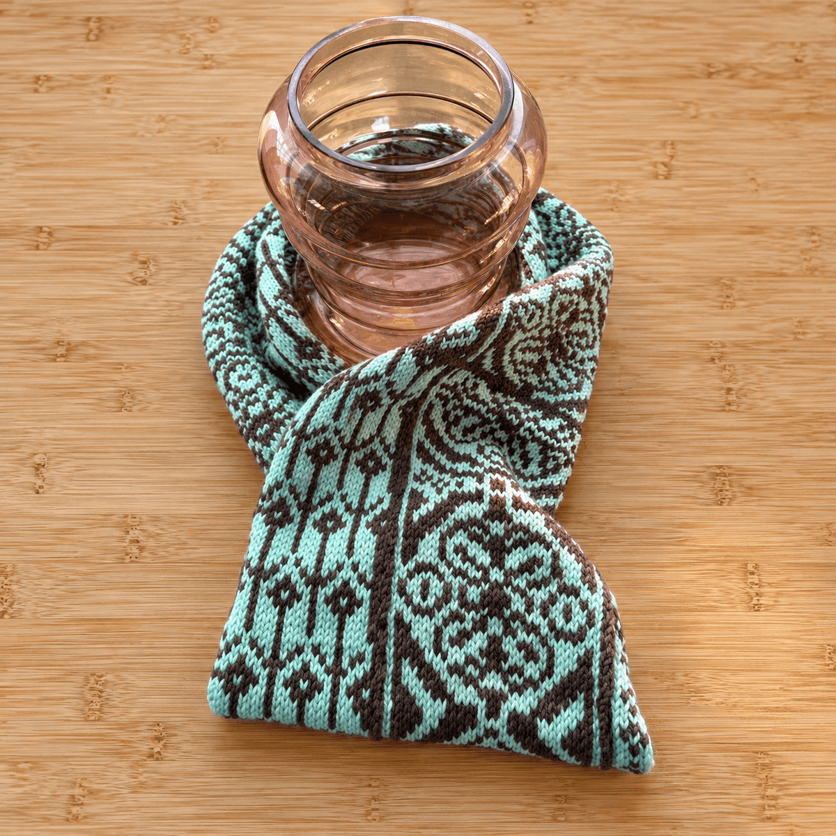 Mint & Chestnut colorwork cowl - hand knit in New Jersey - thespinninghand