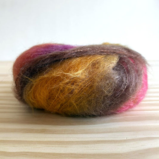 Multicolor mohair yarn - Louisa Harding Amitola Brushed - 307 Tango - thespinninghand