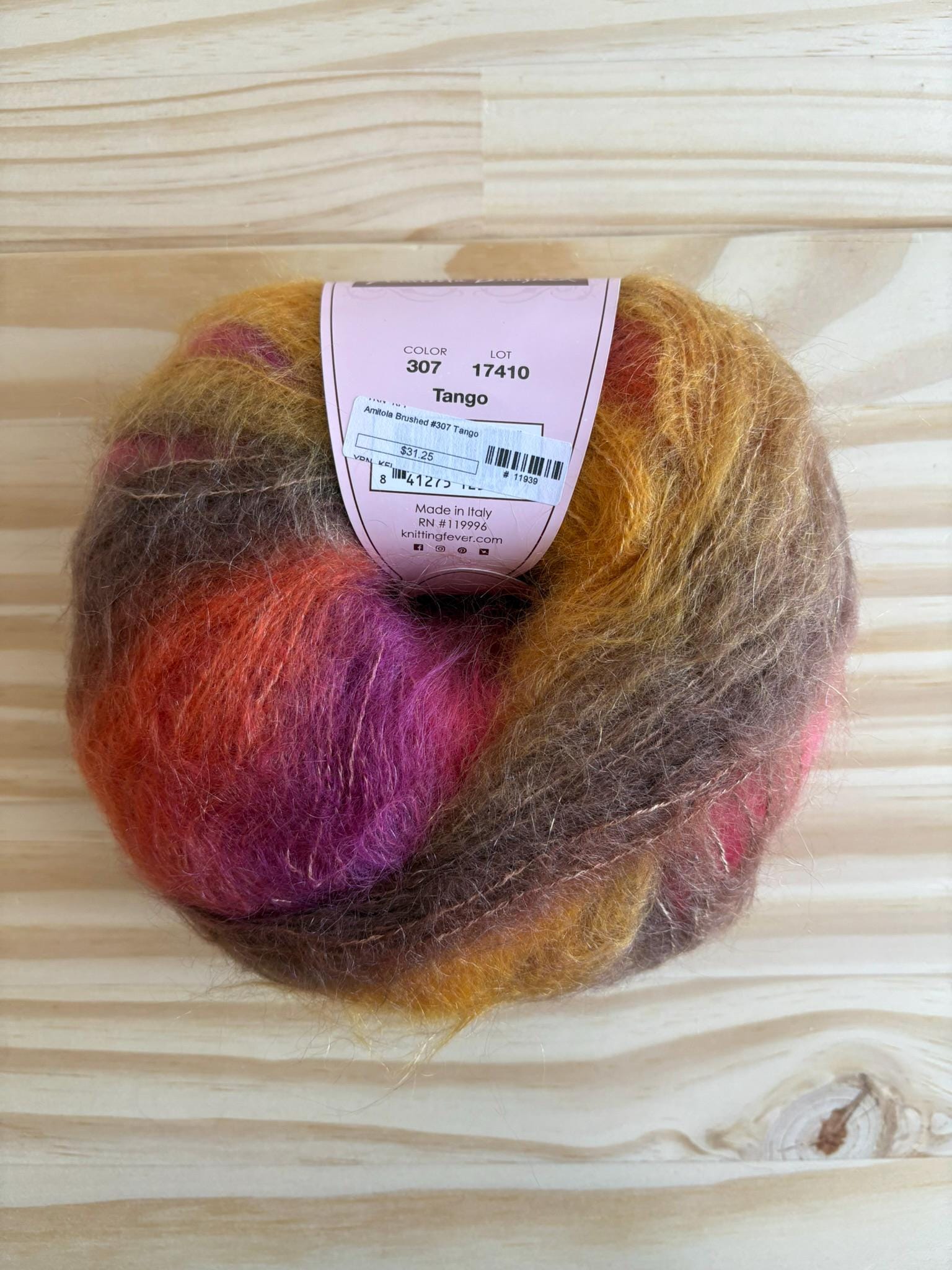 Multicolor mohair yarn - Louisa Harding Amitola Brushed - 307 Tango - thespinninghand