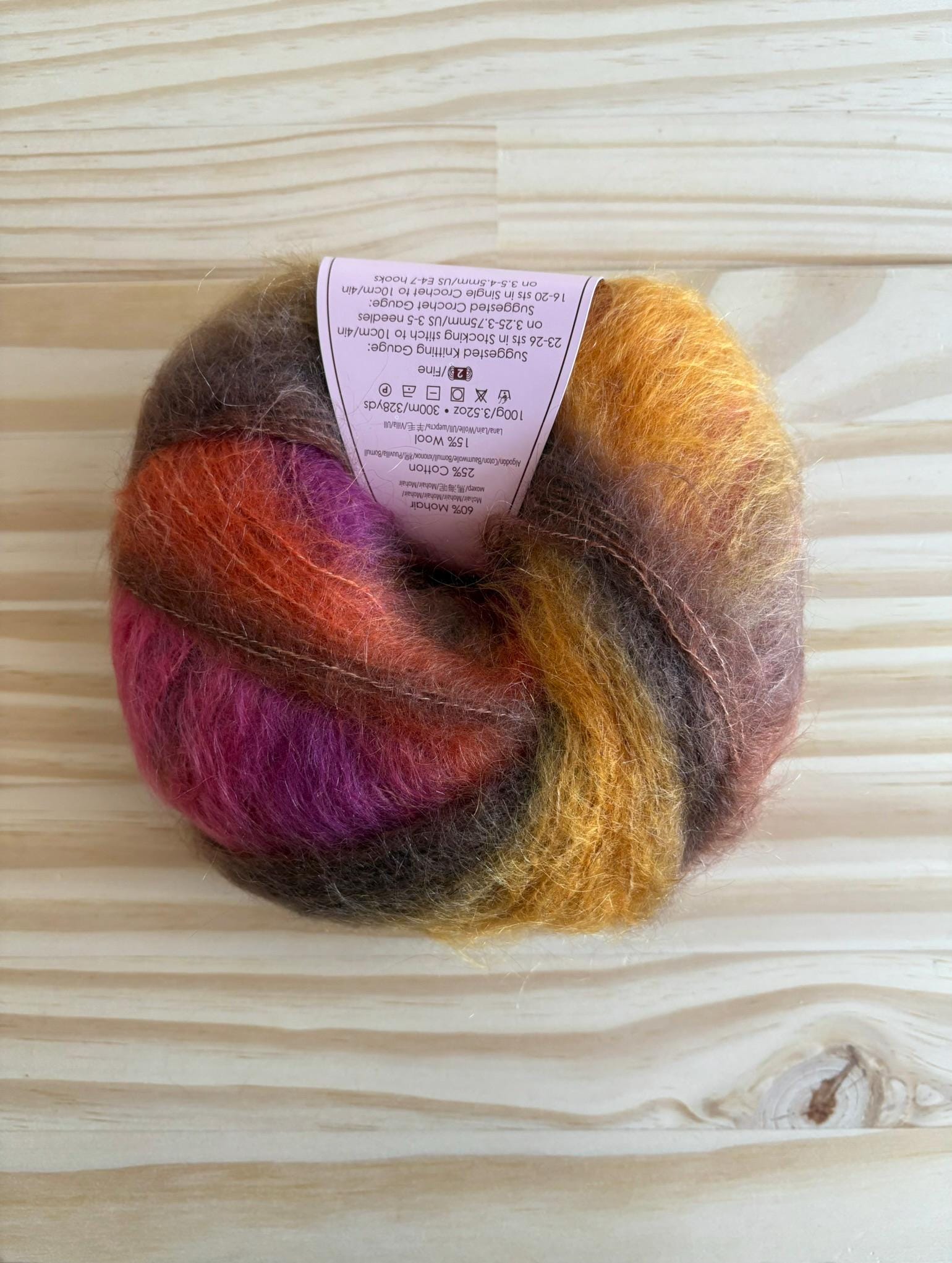 Multicolor mohair yarn - Louisa Harding Amitola Brushed - 307 Tango - thespinninghand