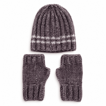 NEW Hat & Mitts Knitting Kit: Advanced Beginner, 3 Color Choices - thespinninghand