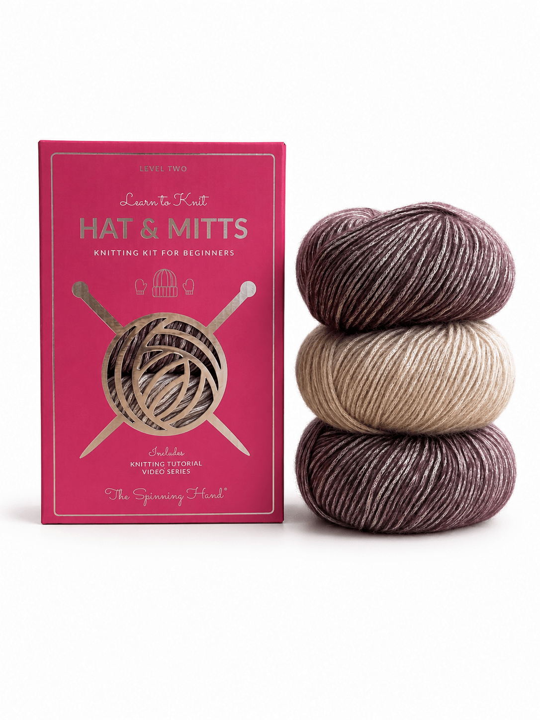 NEW Hat & Mitts Knitting Kit: Advanced Beginner, 3 Color Choices - thespinninghand