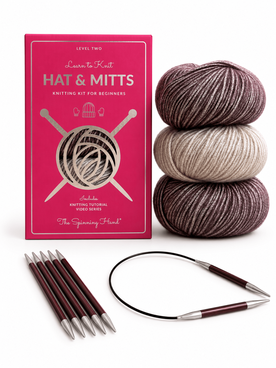NEW Hat & Mitts Knitting Kit: Advanced Beginner, 3 Color Choices - thespinninghand
