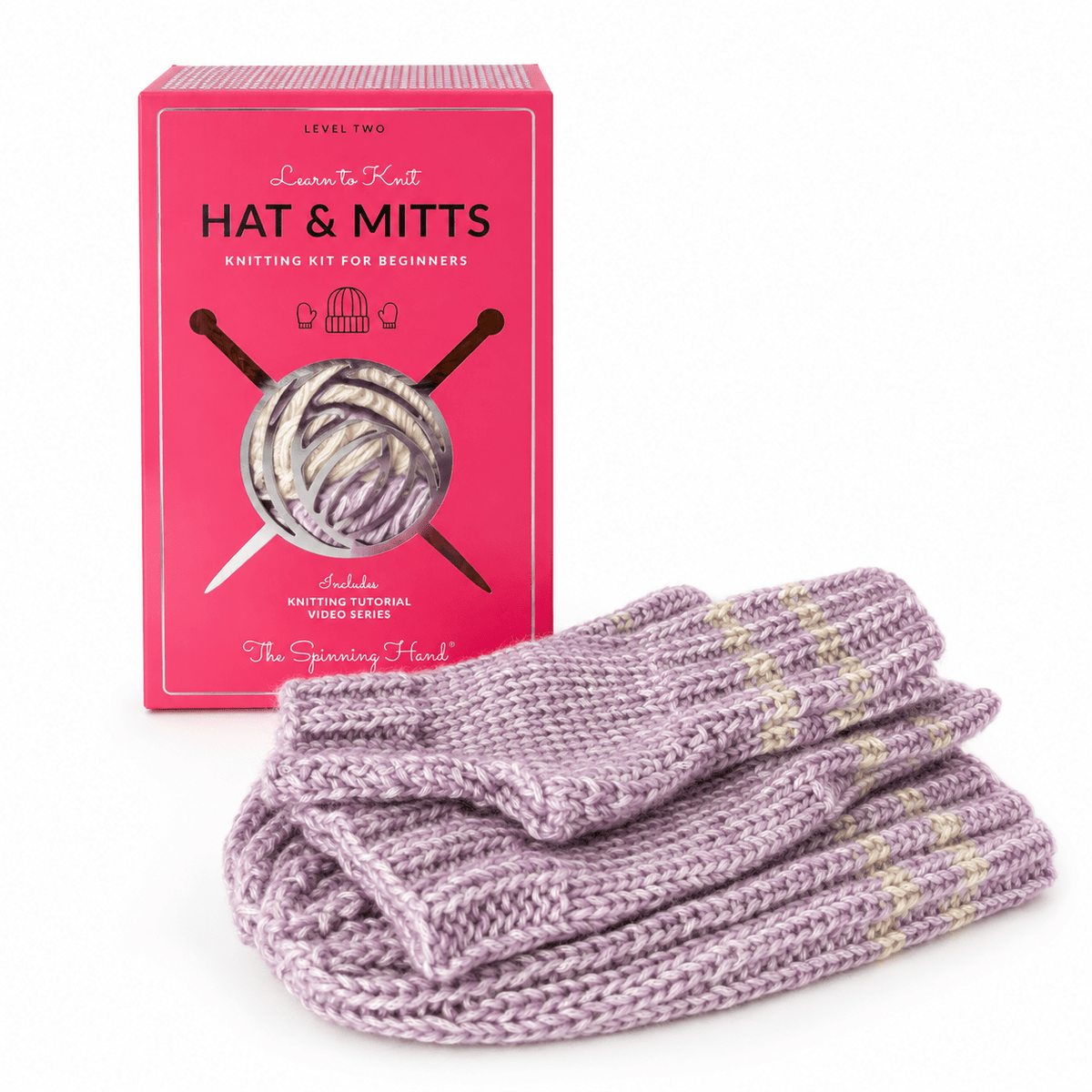 NEW Hat & Mitts Knitting Kit: Advanced Beginner, 4 Color Choices - thespinninghand