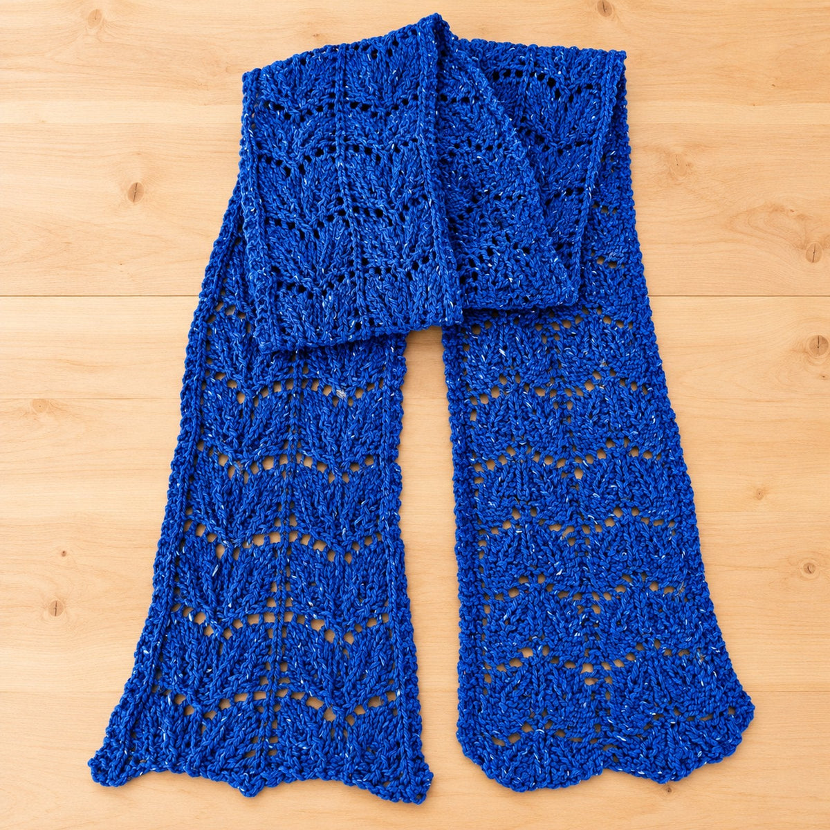 Organic Merino Navy Lace Scarf - Hand Knit in NJ - thespinninghand