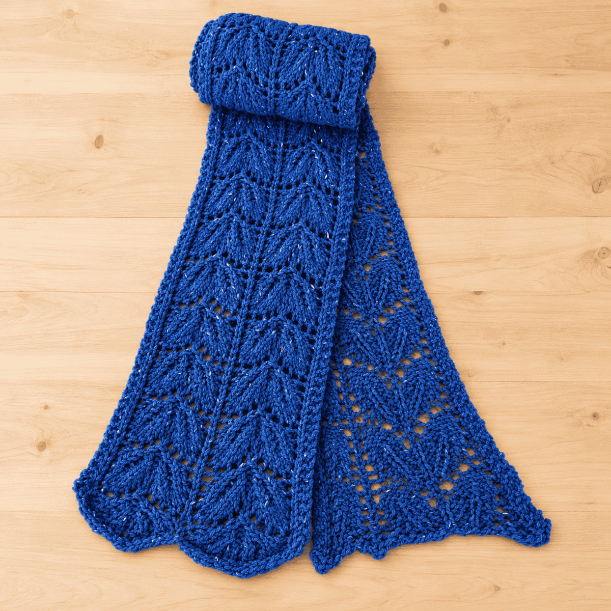 Organic Merino Navy Lace Scarf - Hand Knit in NJ - thespinninghand